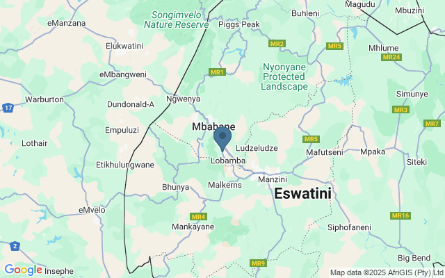 Kaart met locatie Manzini markt
